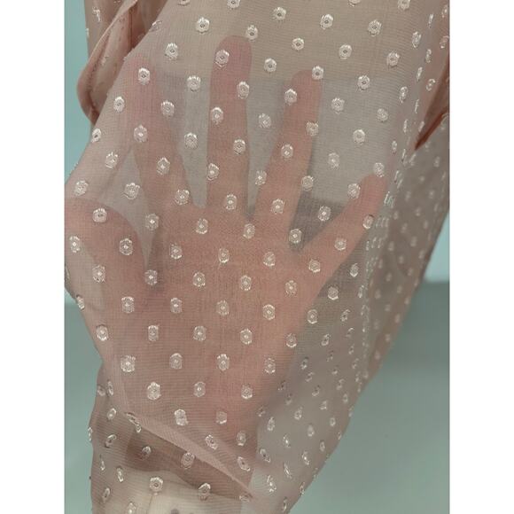 NWT Torrid Sheer Pink Blouse Polka Dot Short Sleeve Top Ruffle Size 2X Chiffon - Picture 3 of 8